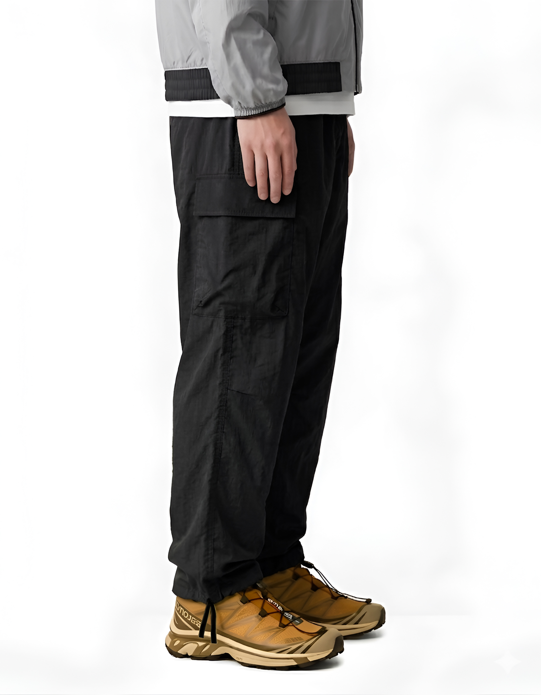 GLOAMING LONGPANTS CARGO CRINCKLE BLACK